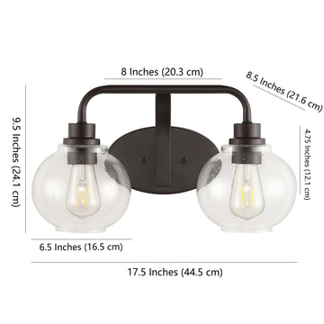 Sandrine Iron/Seeded Glass Cottage Rustic LED Vanity Light - JONATHAN Y